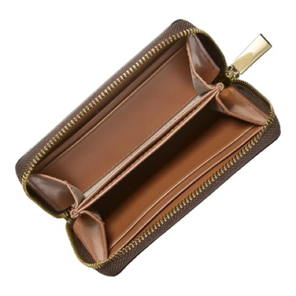 Michael Kors Jet Set Travel Medium Logo Stripe Zip Wallet – Brown/Gold